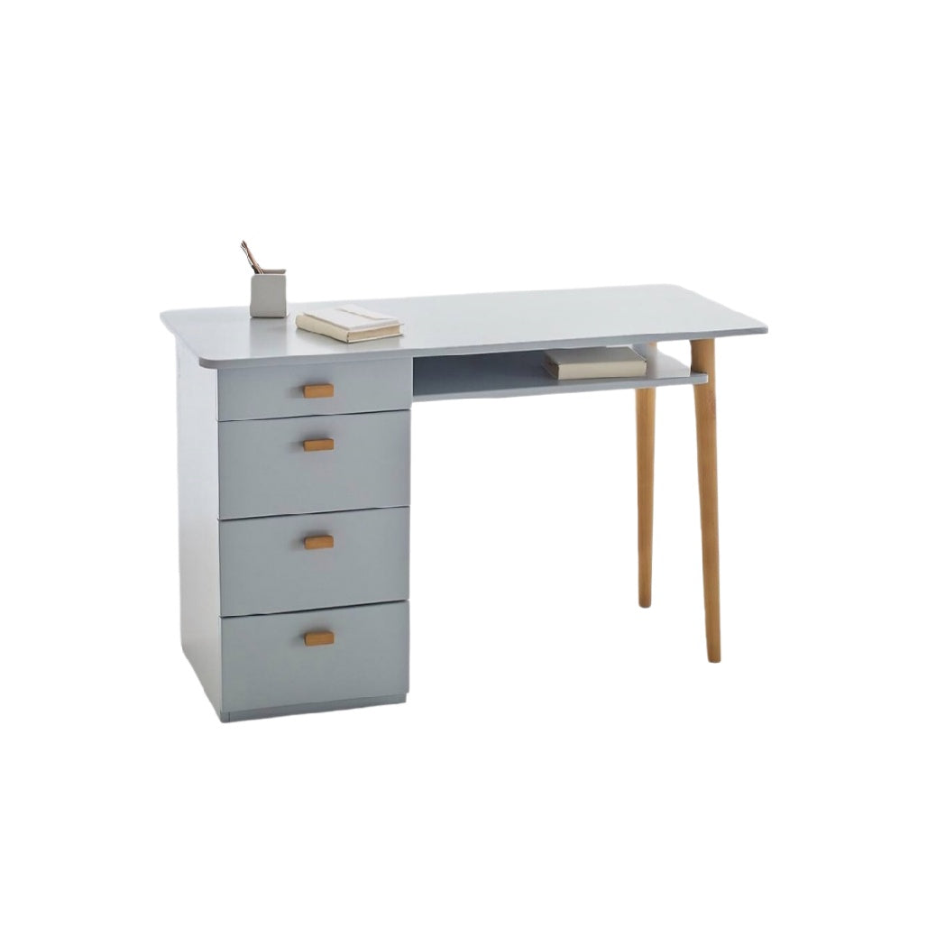 Bureau de travail avec tiroirs en MDF et pieds en bois - 120 x 60 x 75