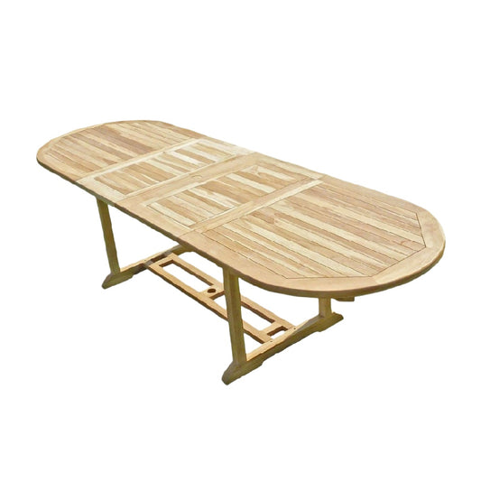 Table de jardin ovale en teck pour extérieur - 180 x 90 x 75